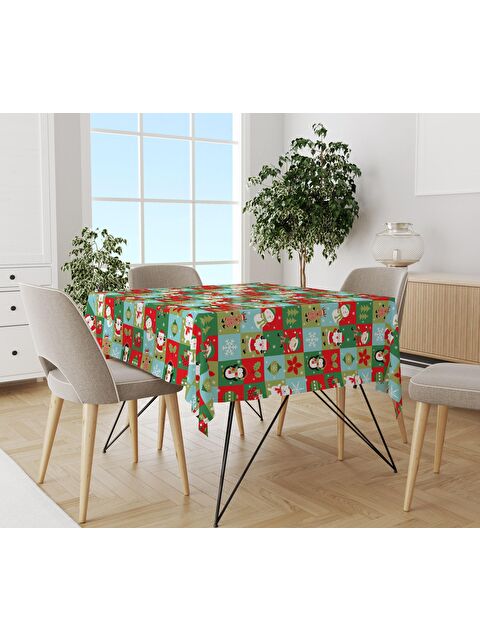 Evmila Yılbaşı Desenli Kadife Doku Masa Örtüsü - S000111284-23173