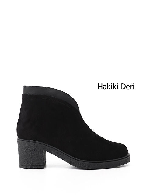 GÖNDERİ(R) Kadın SİYAH MELANJ Fermuarlı Kalın Topuklu Hakiki Deri Bot - S000493535-15542