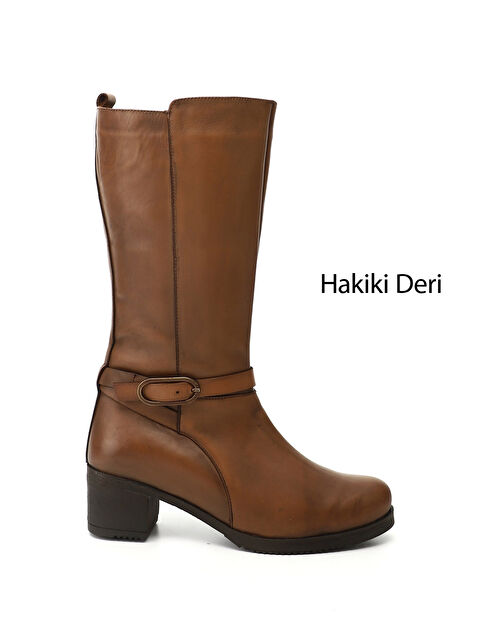 GÖNDERİ(R) Kadın KAHVERENGİ-TABA Kalın Topuklu Hakiki Deri Çizme - S000493591-37323