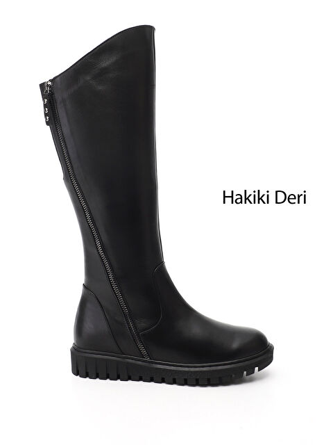 GÖNDERİ(R) Kadın SİYAH Çift Fermuarlı Hakiki Deri Çizme - S000493590-19351