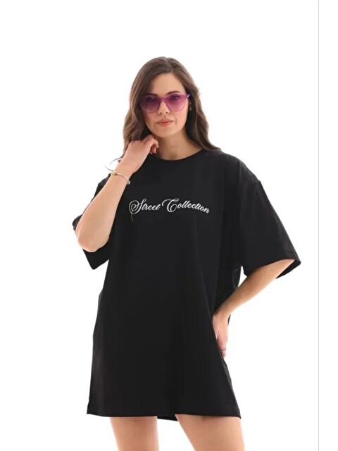 Jane's Baskılı T-Shirt Kısa Kol Bisiklet Yaka Regular Rahat Kalıp Günlük Tişört - Siyah