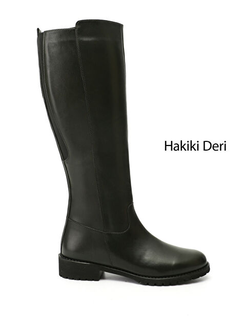 GÖNDERİ(R) Kadın HAKİ-YEŞİL Fermuarlı Kauçuk Taban Hakiki Deri Çizme - S000493592-37310