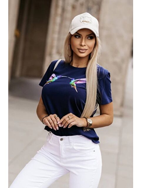 Jane's Kadın Kuş Desenli Süprem T-shirt