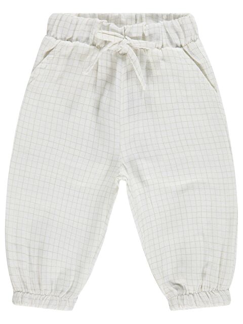 Civil Baby Müslin Kareli 6-18 Ay Pantolon - Ekru 12-18 Ay - S000526607-19965
