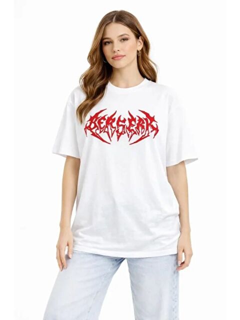 Jane's Baskılı T-Shirt Yazlık Kısa Kol Bisiklet Yaka Rahat Kalıp Tişört - Beyaz