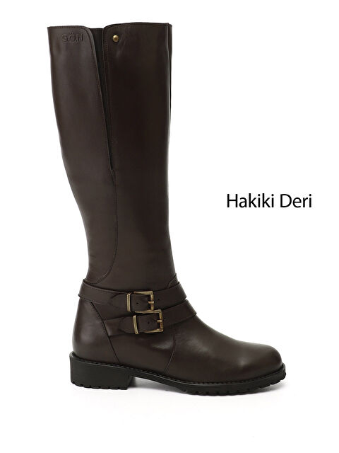 GÖNDERİ(R) Kadın KAHVERENGİ Fermuarlı Kauçuk Taban Hakiki Deri Çizme - S000493598-19413