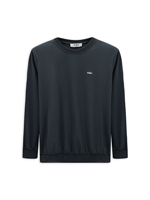 Kiğılı Bisiklet Yaka Regular Fit Nakışlı Pamuklu Büyük Beden Sweatshirt - S000405073-6352