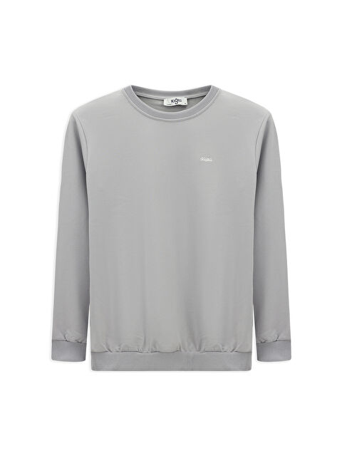 Kiğılı Bisiklet Yaka Regular Fit Nakışlı Pamuklu Büyük Beden Sweatshirt - S000405073-17437