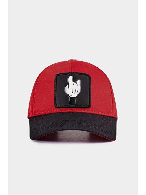 BlackBörk Six Parmak Logolu Siyah-Kırmızı Beyzbol Şapka