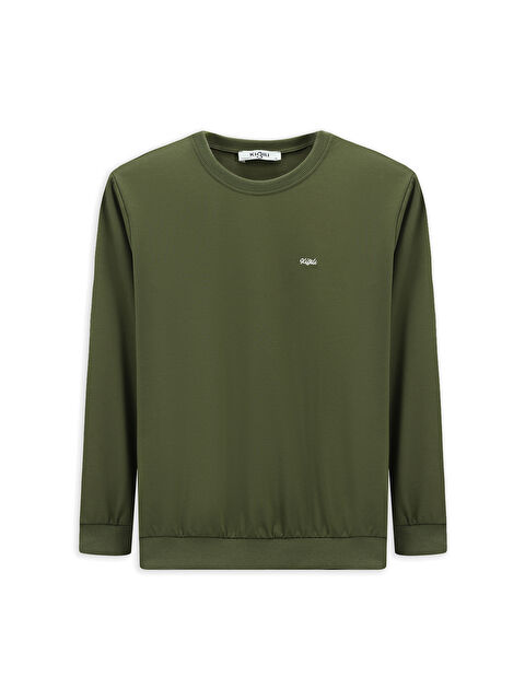 Kiğılı Bisiklet Yaka Regular Fit Nakışlı Pamuklu Büyük Beden Sweatshirt - S000405073-18547