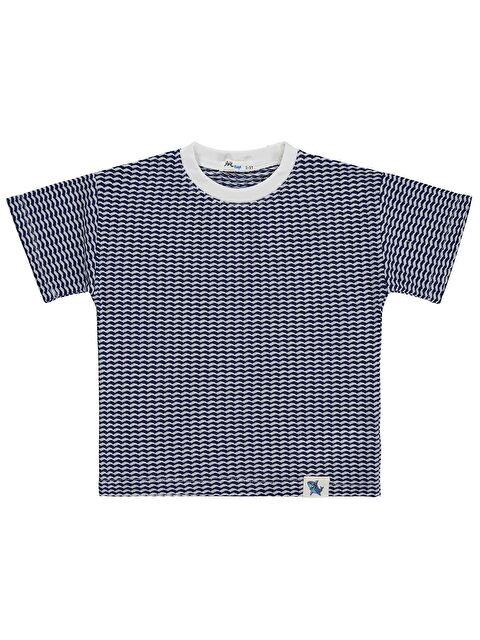 Civil Boys Yatay Dalgalı Çizgili 2-5 Yaş Tişört - Lacivert 3-4 Yaş - S000526339-21164