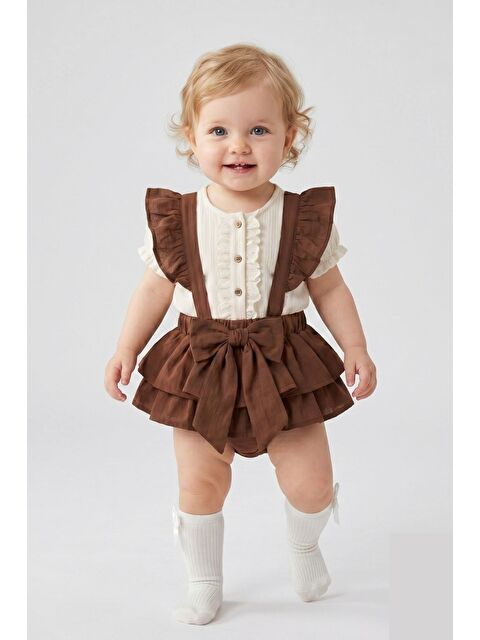 Cantoy Fisto Detaylı Müslin Gömlek Ve Fiyonklu Salopet Takım