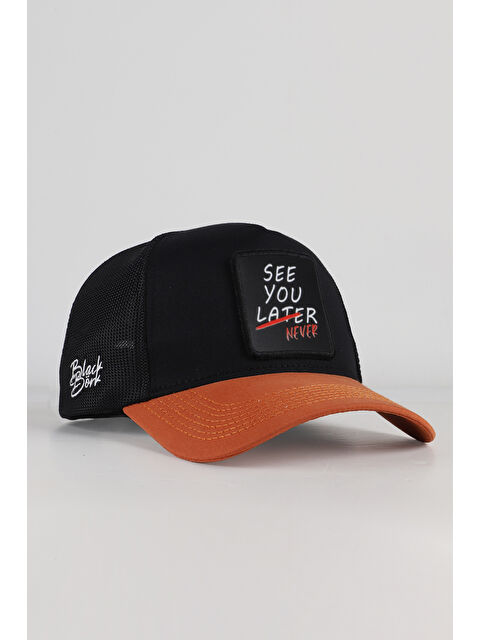 BlackBörk See You Later Never Logolu Kiremit-Siyah Trucker Şapka