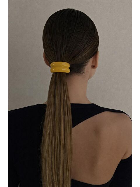 Katia And Bony Oval Kemik Aksesuarlı Lastik Toka Sarı