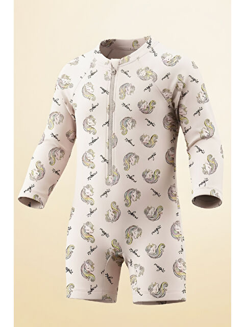 Modanino Kız Bebek Tulum Mayo-Uzun Kollu ve Fermuarlı 9-24 Ay 12627B