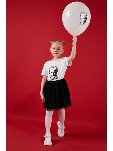 Lela Pamuklu Atatürk Baskılı Tişörtlü,Tütü Etekli Kız Çocuk Takım 6212022 23 Nisan - S000166063-20063