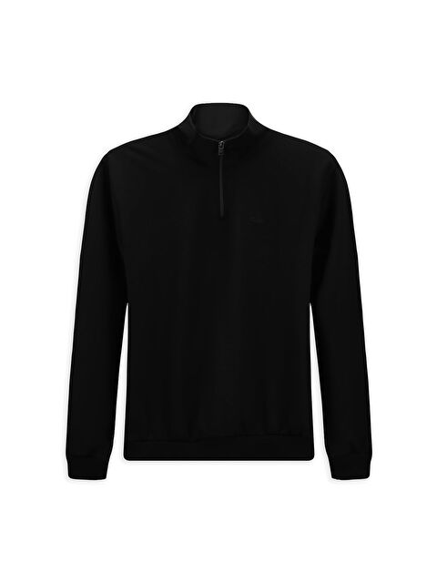 Kiğılı Yarım Balıkçı Yaka Regular Fit Nakışlı Fermuarlı Pamuklu Büyük Beden Sweatshirt - S000443171-19351