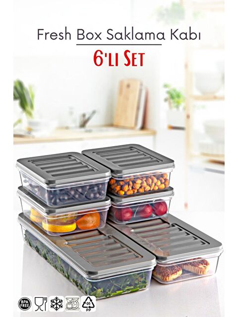 Nandy Home 6 Li Set Freshbox Mikrodalga Ve Difrize Uygun Saklama Kabı Set 1 Gri - S000160000-20600