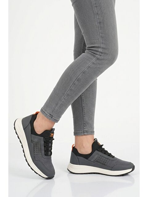 Walkway Füme Fileli Hafif Esnek Kilit Bağcıklı Unisex Spor Ayakkabı Motano G