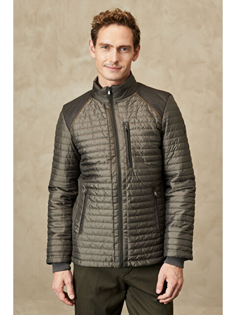 AC&Co / Altınyıldız Classics Erkek Haki Standart Fit Normal Kesim Soğuk Hava Geçirmez Desenli Şişme Mont - S000394358-18547