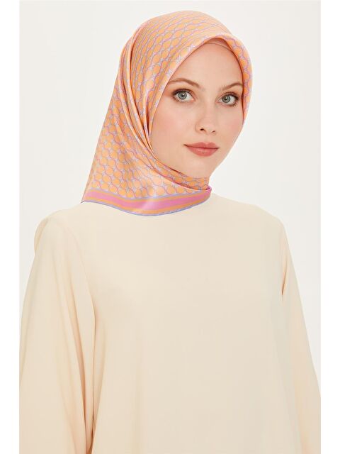 ARMİNE Geometrik Desenli Twill Saf İpek Eşarp 9226D 56 - S000500414-22000