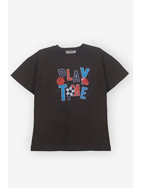 Luess Erkek Çocuk Play Time Baskı Kahverengi Tişört (2-3 Yaş 8-9 Yaş) - S000276281-19413