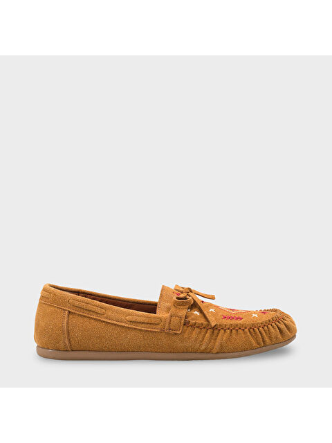 Capone Outfitters Viki Kızılderili Nakışlı Yumuşak Kadın Loafer Ayakkabı - S000514362-4308