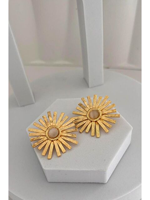 New Obsessions Altın Kaplama Geometrik Güneş küpe - S000377310-20076