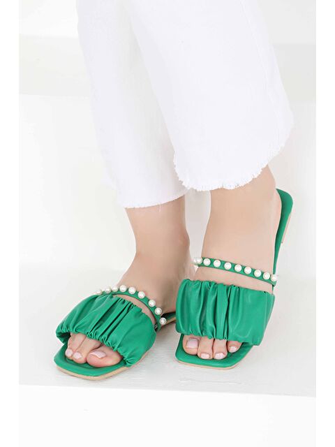 Tofisa Kadın Yesil İncili Terlik - 27399 - S000425706-18194