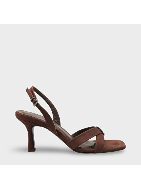 Capone Outfitters Roxana Hakiki Deri Astarlı Küt Burunlu Çapraz Bantlı Orta Topuklu Kadın Ayakkabı - S000530354-37321