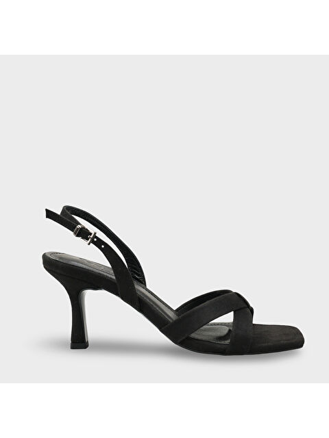 Capone Outfitters Roxana Hakiki Deri Astarlı Küt Burunlu Çapraz Bantlı Orta Topuklu Kadın Ayakkabı - S000530354-19351