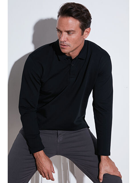 Buratti Streç Pamuklu Regular Fit Düğmeli Polo Yaka Erkek Sweat 5905727 - S000286954-19351