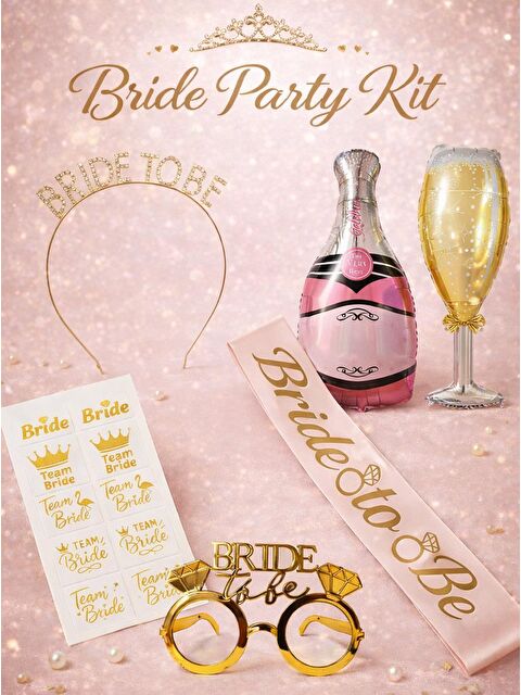 Parti Adresi Bride To Be Parti Seti Bekarlığa Veda Partisi Set Pembe Rose Altın - S000503561-20076