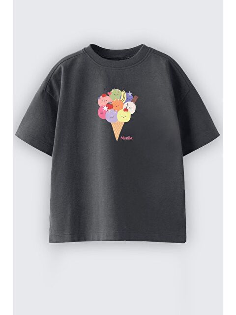Monila Kız Çocuk Dondurma Baskılı Pamuklu T-Shirt - S000518240-29666