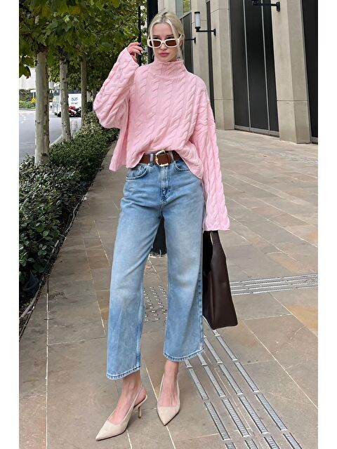 Madmext Pembe Balıkçı Yaka Örme Triko Kazak Mg2172 - S000280907-20024