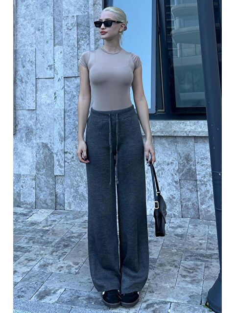 Madmext Antrasit Beli Ayarlanabilir Geniş Paça Pantolon Mg2089 - S000280908-29666