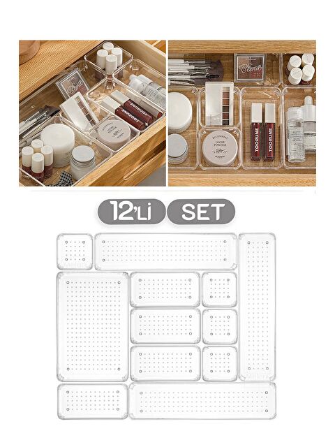 Meleni Home 12 Parça Vip Modüler Kozmetik Takı Makyaj Organizer Çekmece İçi Düzenleyici - S000385527-26865