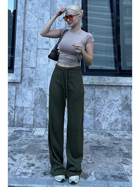 Madmext Haki Beli Ayarlanabilir Geniş Paça Pantolon Mg2089 - S000280908-18547