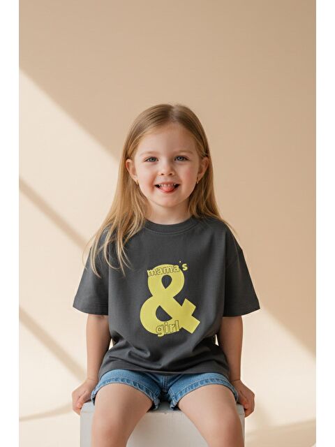 Monila Kız Çocuk Pamuklu Bisiklet Yaka Baskılı T-Shirt - S000514661-29666