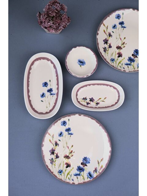 TABAK EVİ Porselen Morden Kahvaltı ve İkram Takımı 6 Kişilik 14 Parça - S000482216-37243