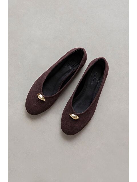 Straswans Brett Kadın Aksesuar Detay Süet Babet Kahve