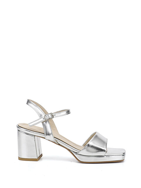 GÖNDERİ(R) Kadın GÜMÜŞ-GRİ Bilekten Bağlı Platform Topuklu Sandalet - S000531905-37295