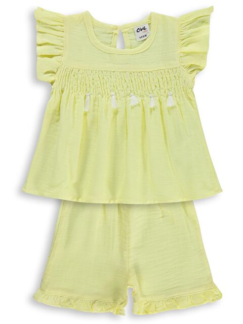 Civil Baby Gipeli Püsküllü 6-18 Ay Takım - Sarı 6-9 Ay - S000520777-20068