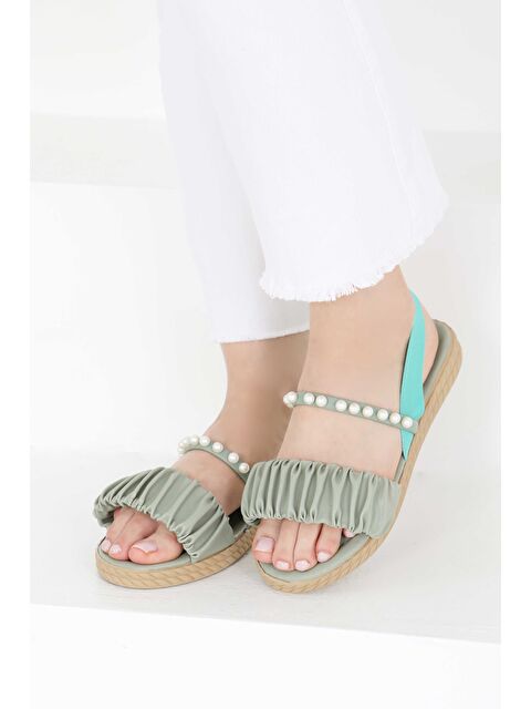 Tofisa Kadın Mint İncili Sandalet - 27404 - S000425701-1180
