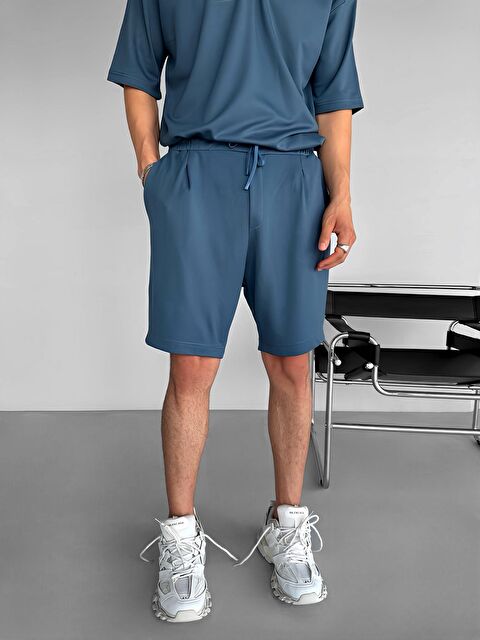 Abluka Online Erkek Beli Lastikli Basic Şort Mavi - S000240490-17234