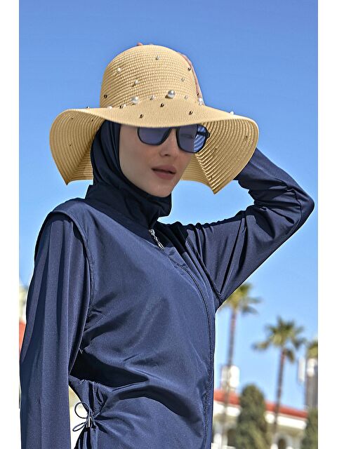 Remsa Mayo İncili Hasır Şapka Koyu Bej RŞ-62 - S000178044-19933