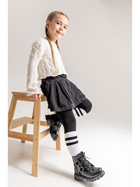 Mnpc Kız Çocuk Siyah Rugan Deri Suya Dayanıklı Günlük Bot - S000446436-19351