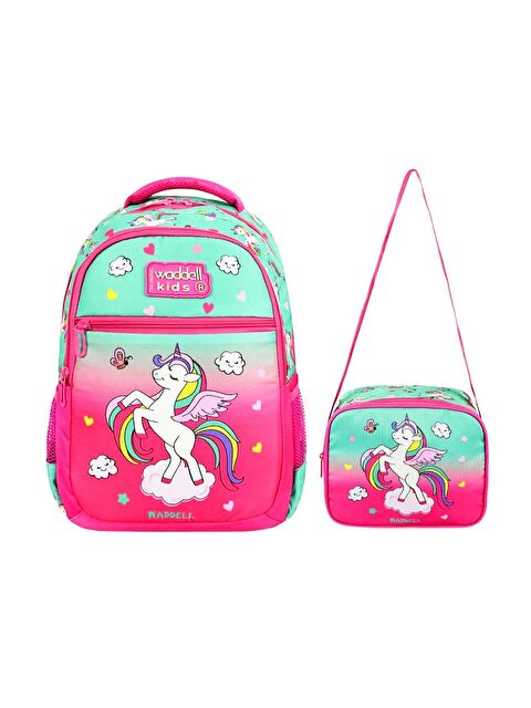 Waddell 3 Bölmeli İlkokul Çantası ve Beslenme Çantası Su Yeşili Pembe 24301 - S000392841-18194