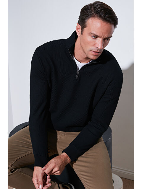 Buratti Pamuklu Regular Fit Yarım Fermuarlı Dik Yaka Erkek Sweat 5905716 - S000286957-19351