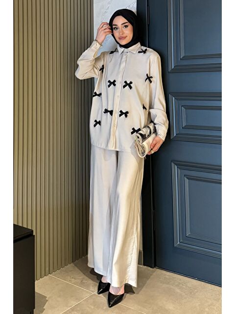 Julude Kadın Fiyonk Detaylı Tesettür Gömlek Pantolon İkili Takım - S000386607-25636